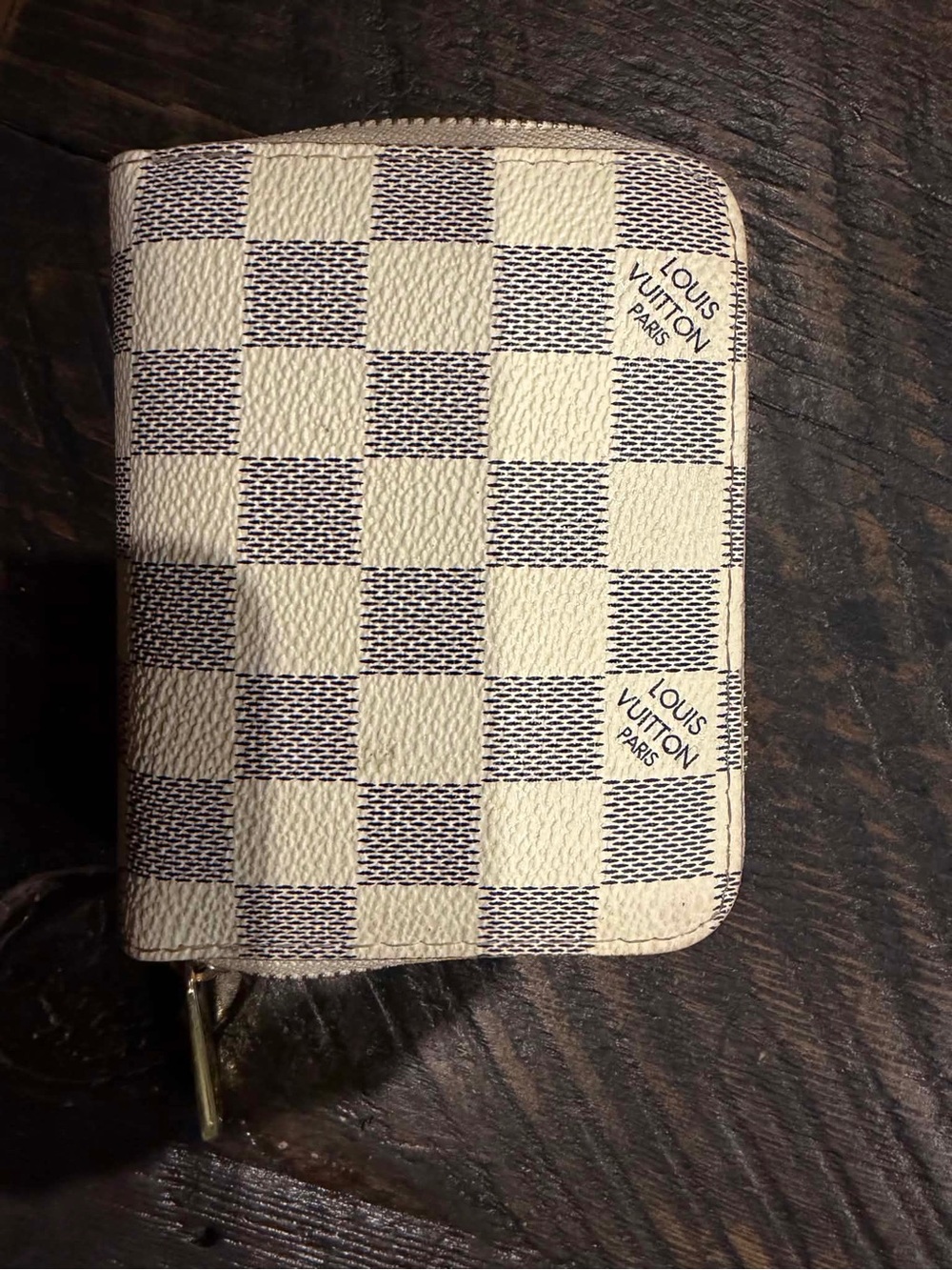 Fashion wallet Damier Azur Compact Zip Card Holder - Cream and Blue